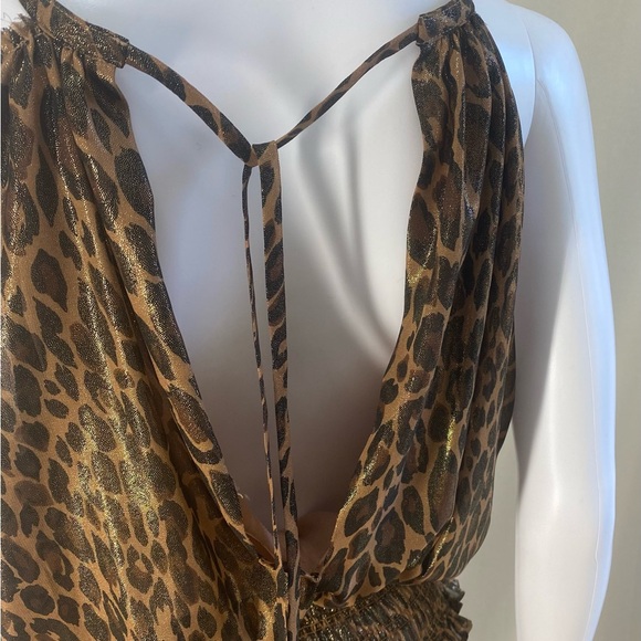 BCBG Max Azaria animal print/leopard printed smocked waisted halter dress - Picture 4 of 14